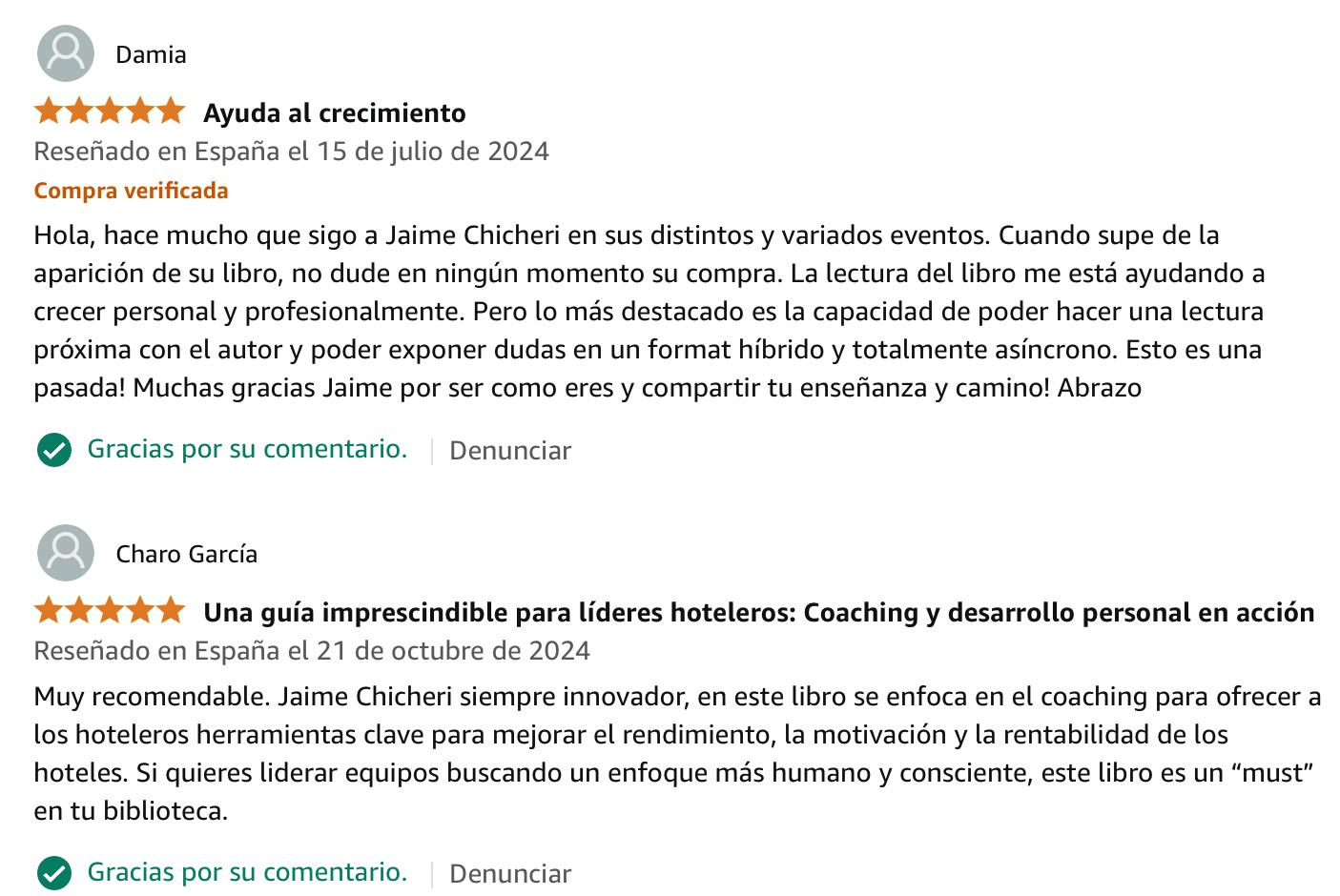 Opiniones sobre el gran libro del coaching hotelero de Jaime Chicheri 3